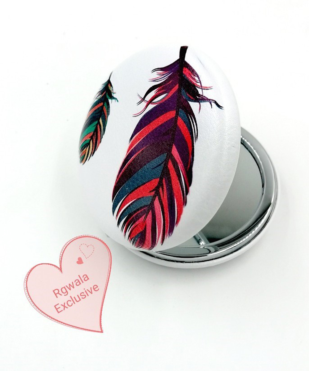Big Colored Leaf on White Compact Mirror | Dual Power Mirror