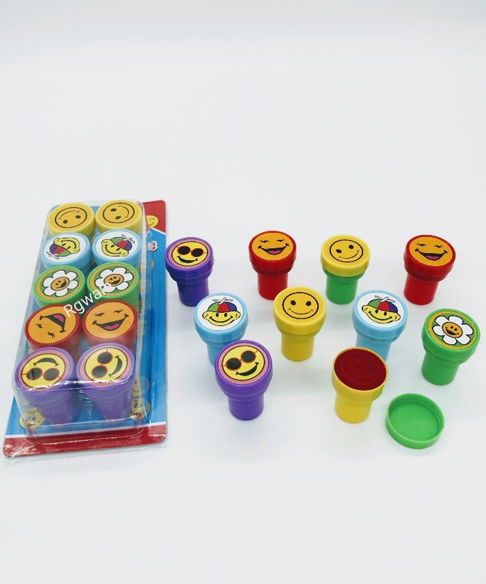 Pack of 10 Colorful Stamps with inbuilt ink pad
