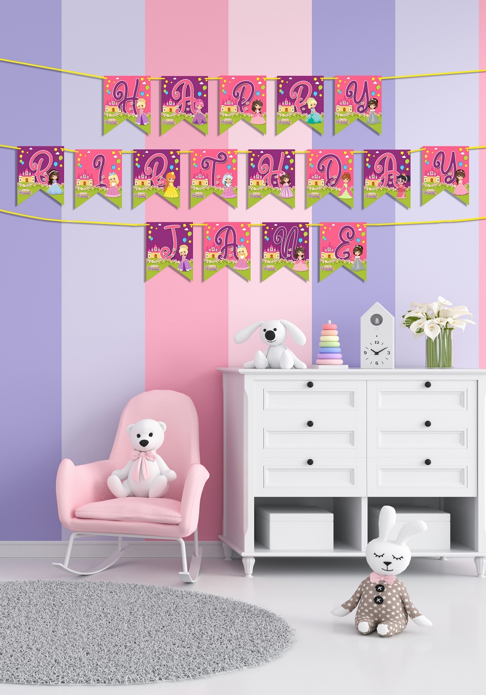 princess theme birthday decorative banner