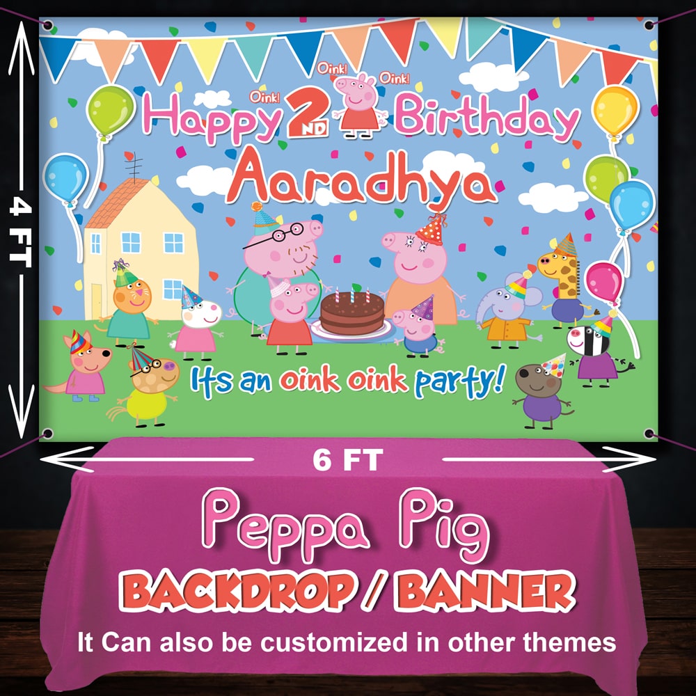 Personalized Peppa Pig Birthday Backdrop, Peppa Pig birthday Banner, Peppa  Pig theme Birthday decorations, Peppa Pig Birthday Party Set