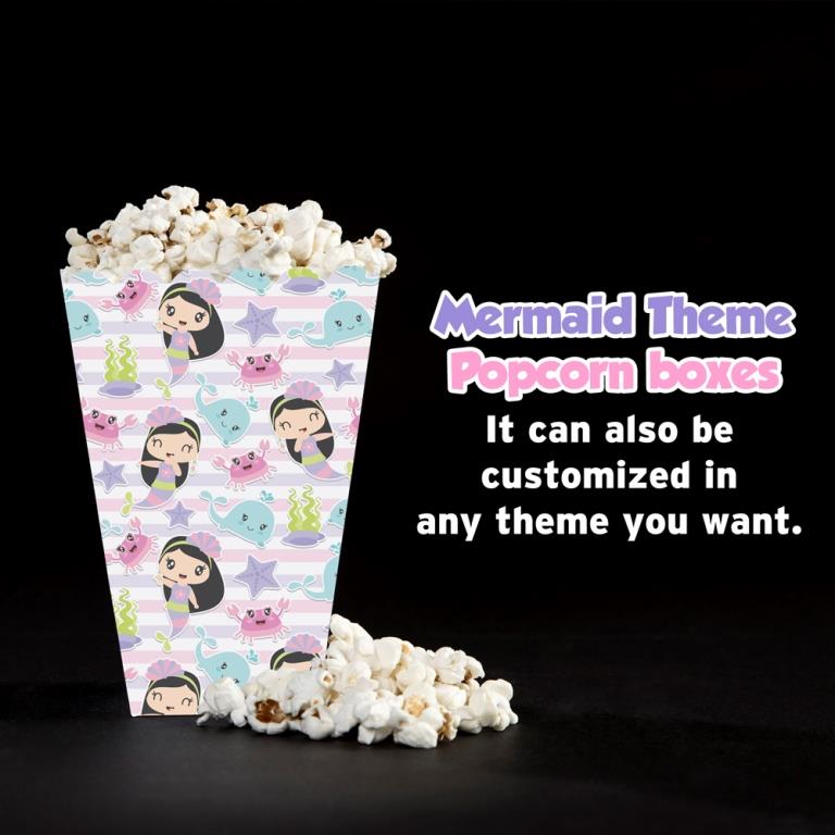 mermaid theme popcorn box for birthday party
