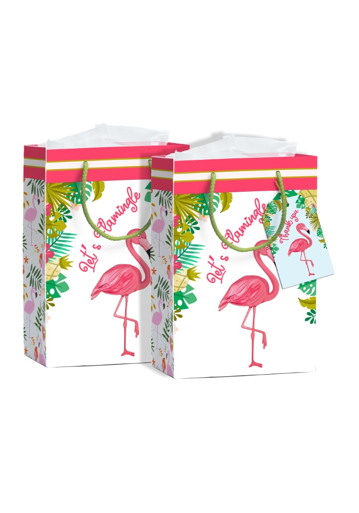 Flamingo theme gift bag, paper bag, birthday bag