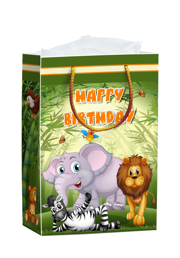 Jungle Birthday Supplies theme Stickered gift bags - Untumble.com