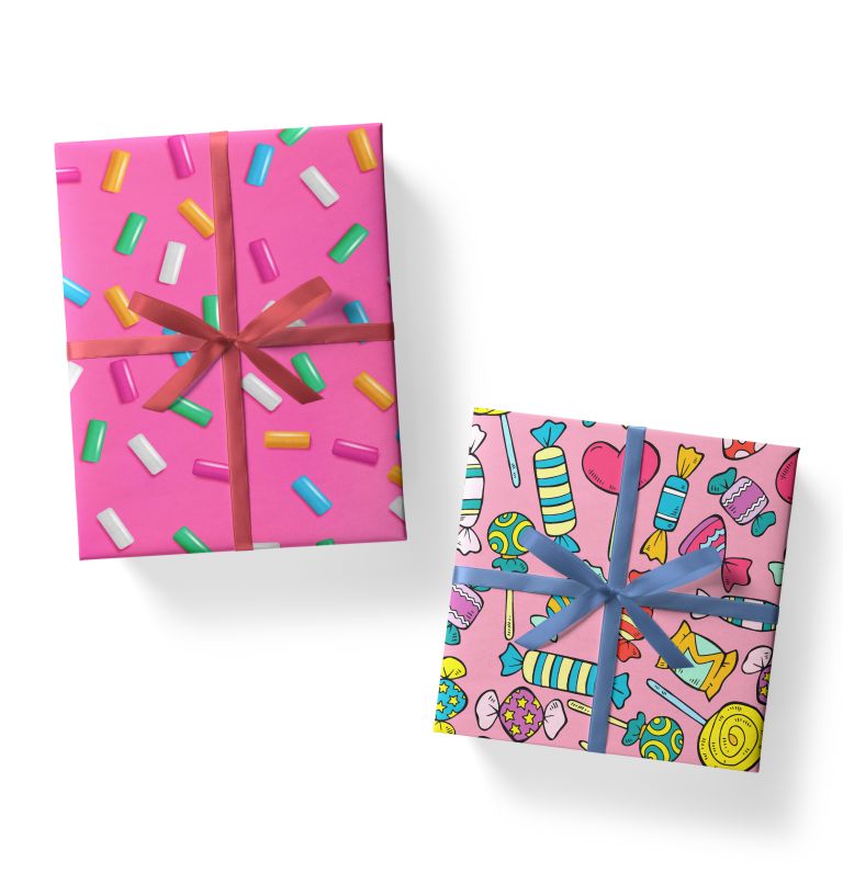 Candy land theme gift wrap for gifts 
