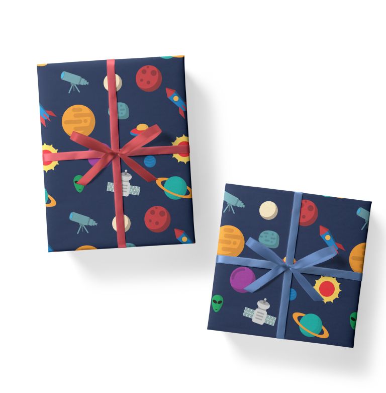 space theme pattern gift wrapping paper