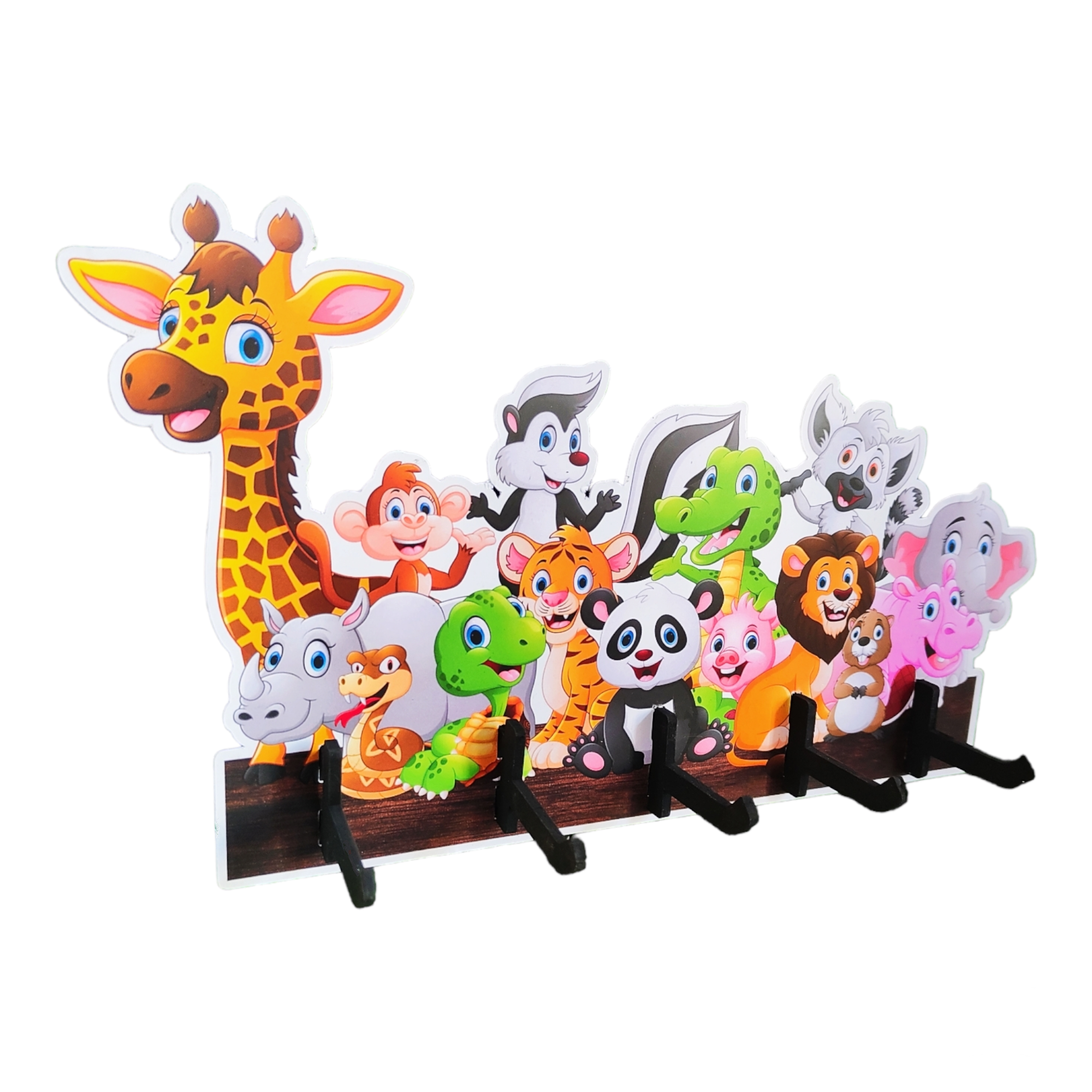 animal theme wooden key holder for birthday return gifts