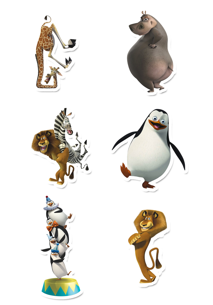 Madagascar Movie theme Cutouts for Birthday Decoration