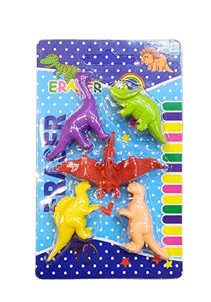 dinosaur theme cute colorful eraser in card packing