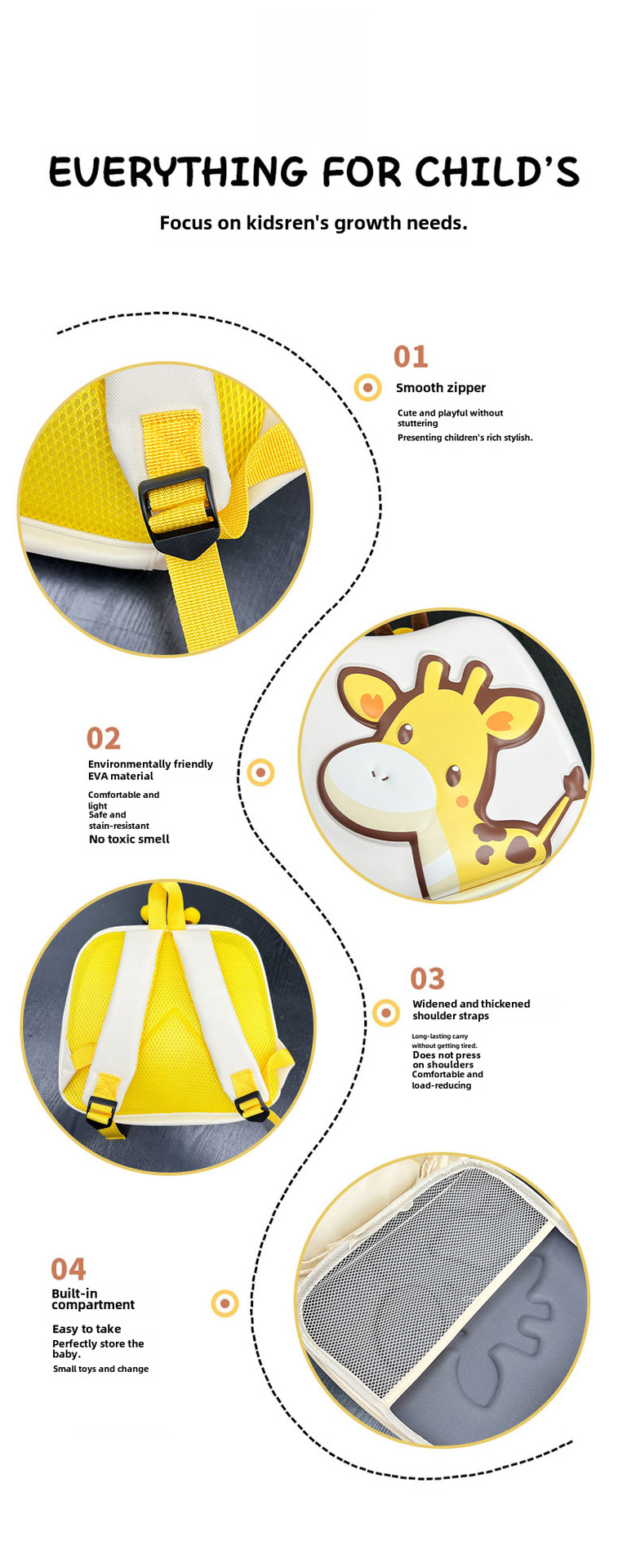 3D giraffe Style Hard Shell Cute Back pack for Kids